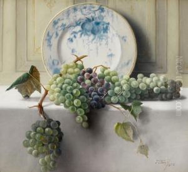 Still Life With Grapes Oil Painting by John Elwood Bundy