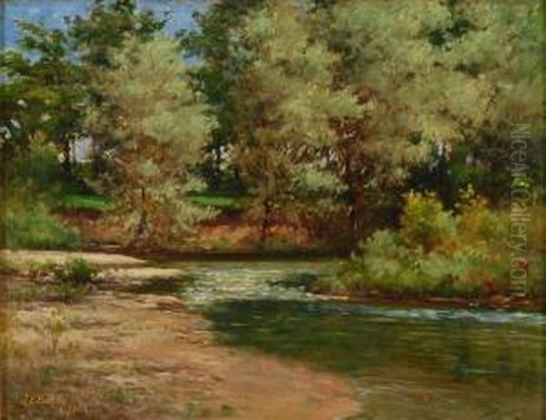 A Bend In The Creek. Oil Painting by John Elwood Bundy