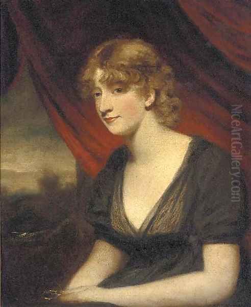 Portrait of a lady, seated half-length, in a black dress Oil Painting by Sir William Beechey