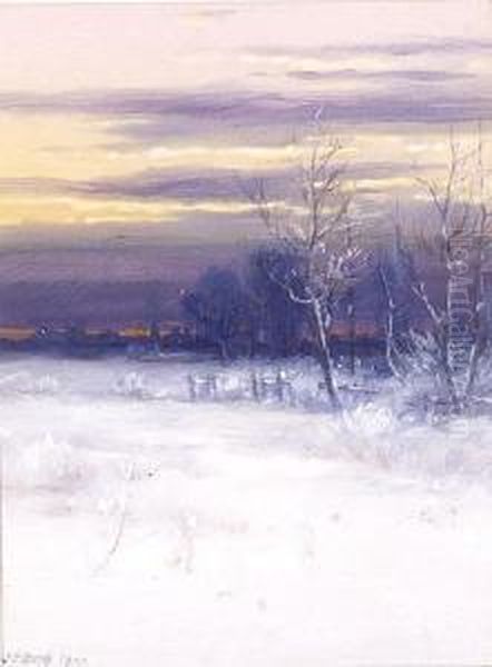 Winter Landscape. Oil Painting by John Elwood Bundy