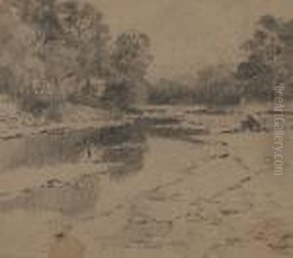 A Riverbed Oil Painting by John Elwood Bundy