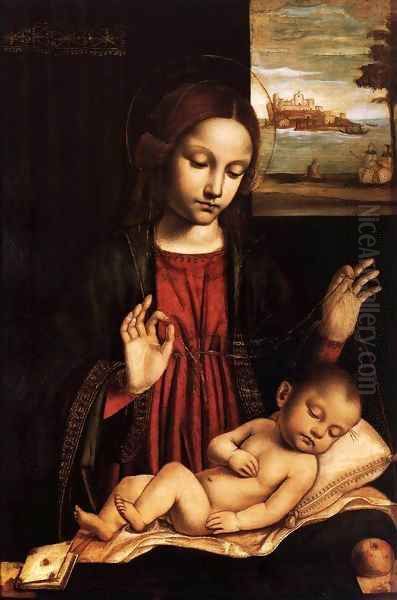 Virgin of the Veil (Madonna del Velo) Oil Painting by Ambrogio Bergognone