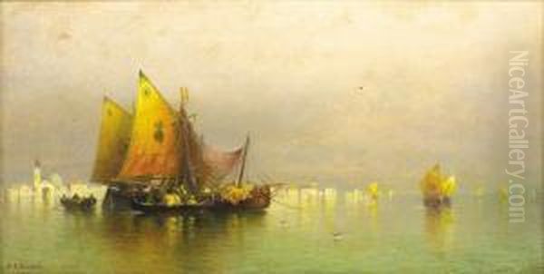 Venetian Lagoon Oil Painting by Andrew Fisher Bunner