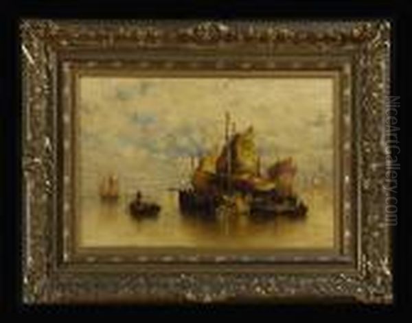 Venetian Boats Of San Georgio Oil Painting by Andrew Fisher Bunner