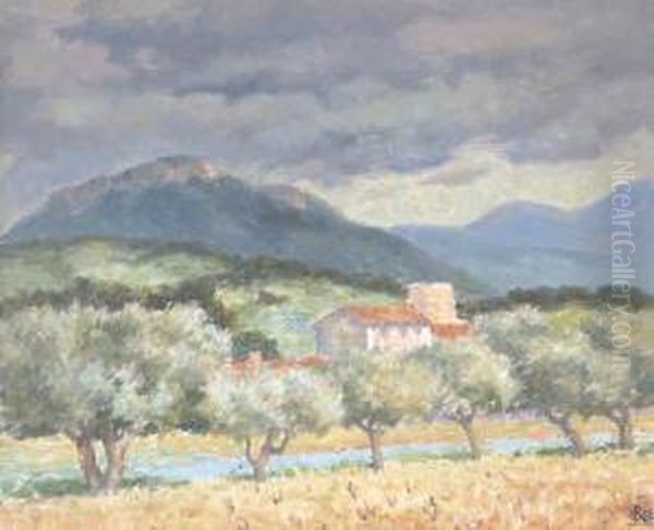 Farmhouse And Olive Trees Oil Painting by Rupert Ch. Wulsten Bunny