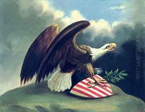 Bald Eagle and the Shield of the United States Oil Painting by David Bustille Bowser