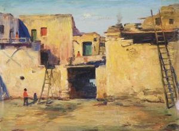 Hopi Indian Homes Oil Painting by Elbridge Ayer Burbank