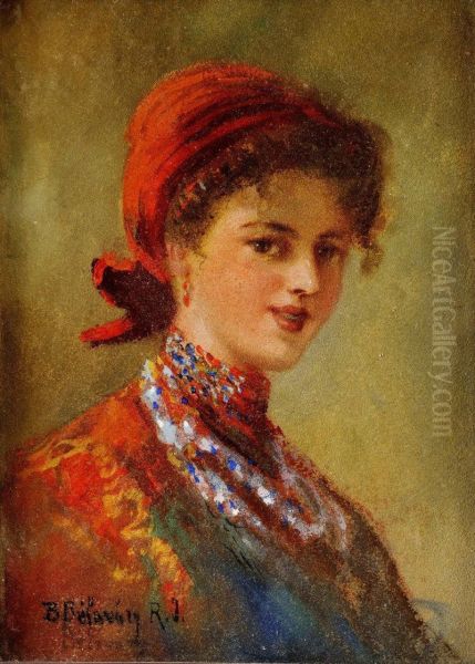 Portret Dievcata Oil Painting by Istvan Burchard-Belavary