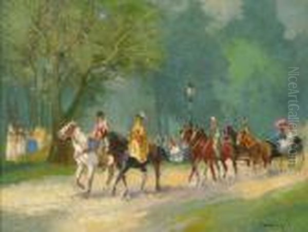 Kilovaglas Schonbrunn -ban Oil Painting by Istvan Burchard-Belavary