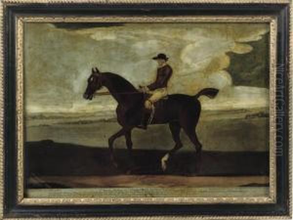 A George Ii 
Mezzotint-under-glass Entitled 'aaron Lamego Esq. Chesnut Horse, Little 
Driver, Going To Start' Oil Painting by Thomas Burford