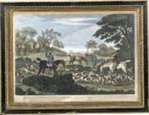 Four George Iii Hand Coloured Prints Of Hunting Scenes Oil Painting by Thomas Burford