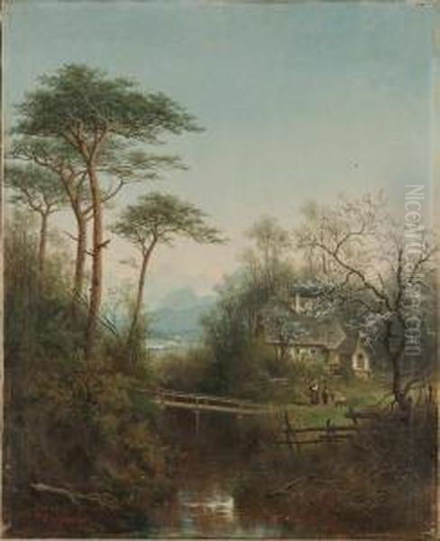 Alplandskap I Varskrud Oil Painting by Josef, Jacob Burgaritzky