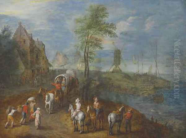 Travelers by the shore Oil Painting by Jan The Elder Brueghel