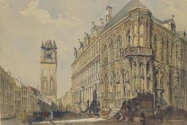 The Hotel De Ville, Ghent Oil Painting by John Burgess