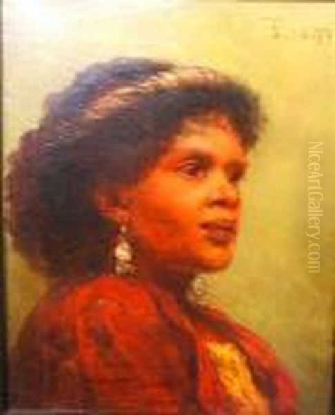 Portrait Of A Negress Child Oil Painting by John Bagnold Burgess