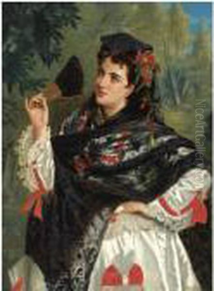 A Spanish Beauty Oil Painting by John Bagnold Burgess