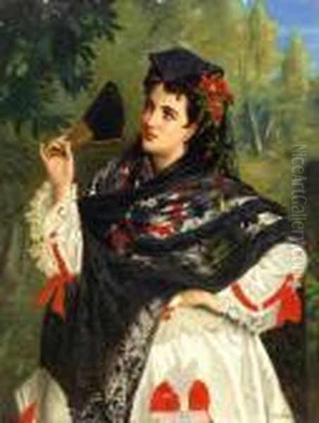 A Spanish Beauty Oil Painting by John Bagnold Burgess