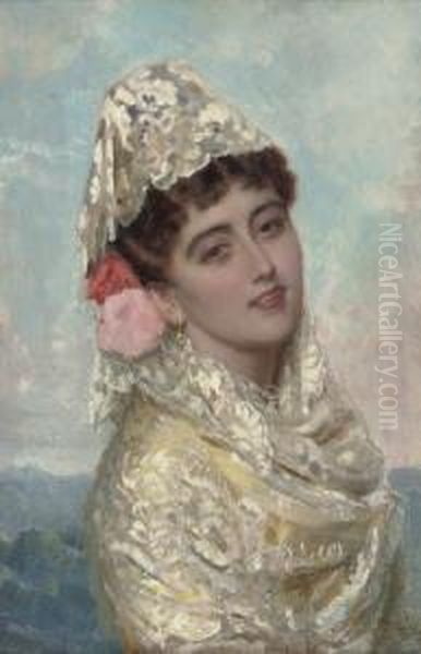 A Spanish Beauty Oil Painting by John Bagnold Burgess