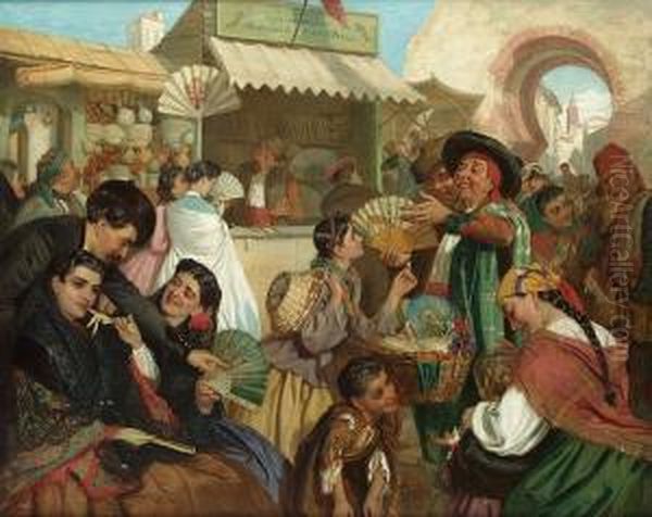 The Fan Seller Oil Painting by John Bagnold Burgess