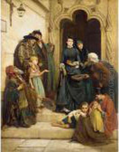 The Church Door Oil Painting by John Bagnold Burgess