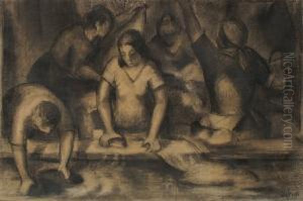 Les Femmes Au Lavoir Oil Painting by Max Alfred Buri