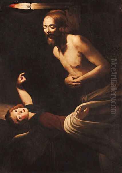 Christ tended by an angel Oil Painting by Trophime Bigot