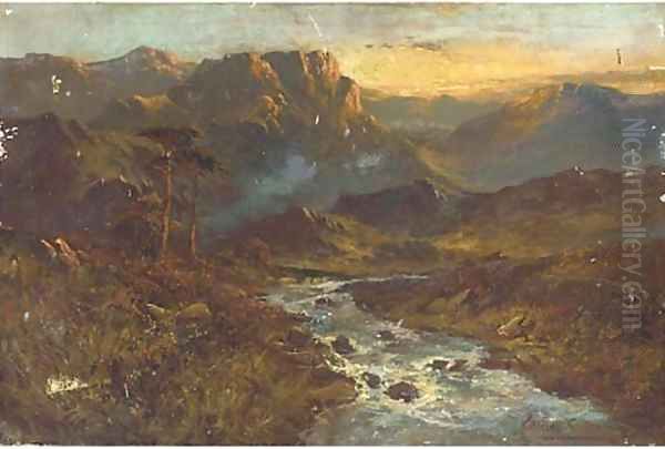 A stream from the hills, sunset Oil Painting by Alfred de Breanski