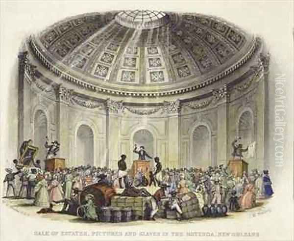 Sale of Estates, Pictures and Slaves in the Rotunda, New Orleans Oil Painting by Brooke, William Henry