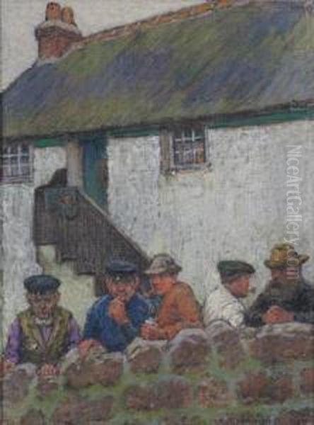 Newlyn Fishermen Oil Painting by Sydney Richmond Burleigh