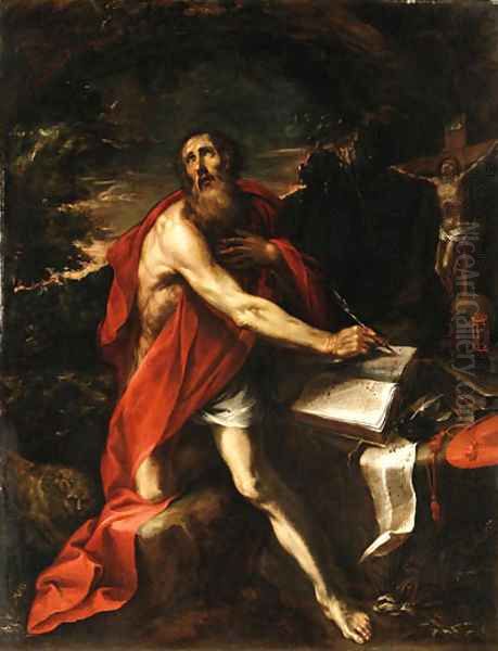 Saint Jerome in the Wilderness Oil Painting by Luciano Borzone