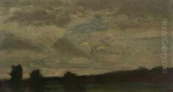 Wolken Uber Landschaft In Abendstimmung Oil Painting by Karl Peter Burnitz