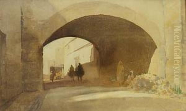 A Portuguese Archway Oil Painting by Robert Burns