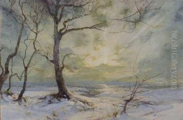 Winter Landscape, Sunrise Oil Painting by Robert Burns