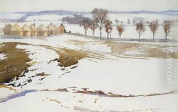 Winter Landscape Oil Painting by Robert Burns