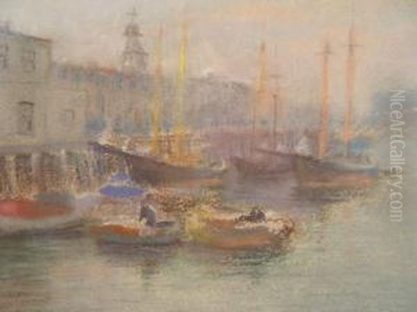 Boston Harbor Oil Painting by William Partridge Burpee