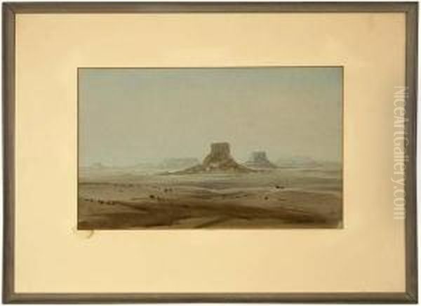 Buttes In A Desert Landscape Oil Painting by George Elbert Burr