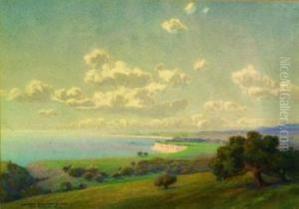 From Reservoir Hill, Santa Barbara, California Oil Painting by George Elbert Burr