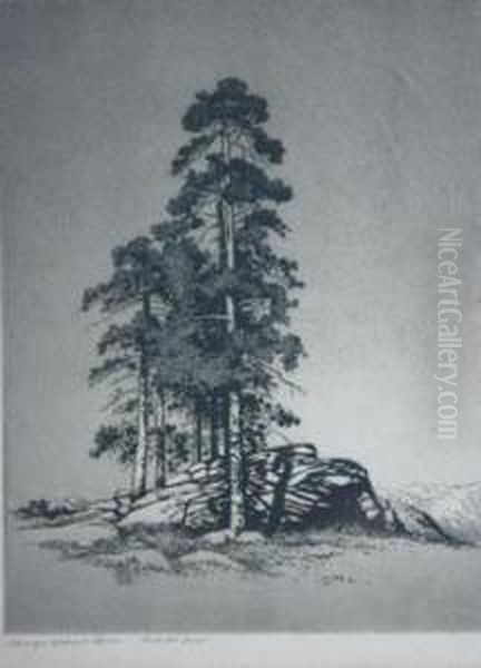 Sentinel Pines Oil Painting by George Elbert Burr