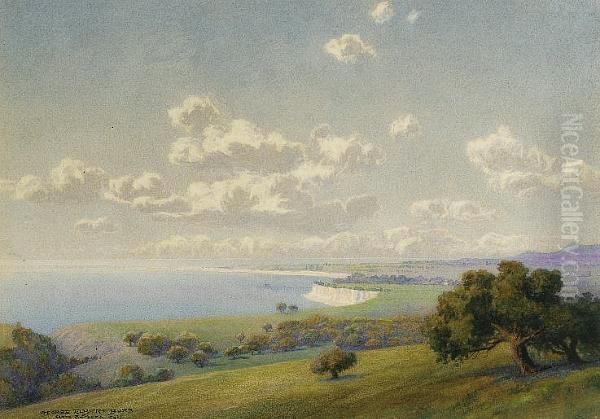 The View From Resevoir Hill, Santa Barbara, California Oil Painting by George Elbert Burr