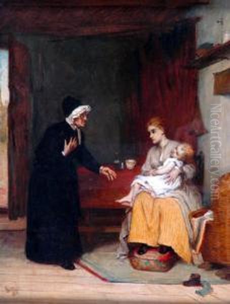 'the Village Doctor' 1876 Oil Painting by John P. Burr