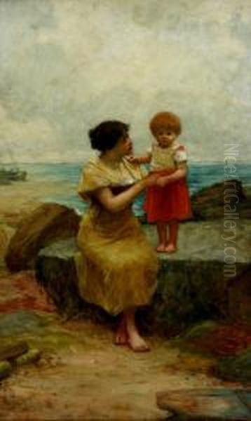 Mother And Child Oil Painting by John P. Burr