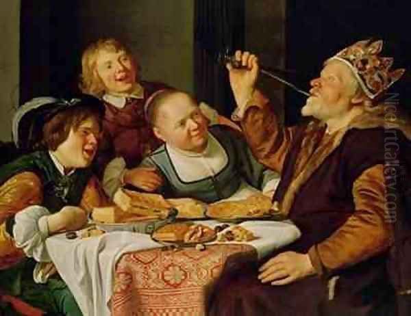 A Feast Oil Painting by Jan Gerritsz. van Bronckhorst