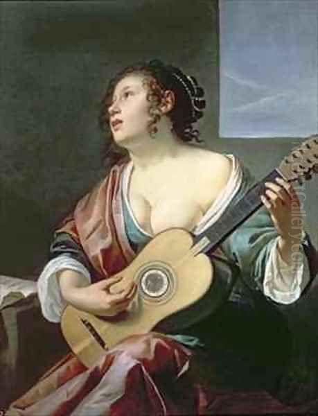 Woman with a Lute Oil Painting by Jan Gerritsz. van Bronckhorst