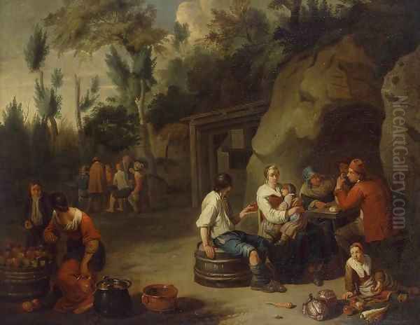 Peasant Family Sitting at a Table Oil Painting by Norbert van Bloemen