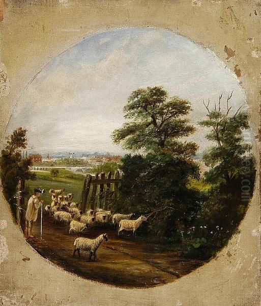 Moving The Sheep Oil Painting by Robert Burrows