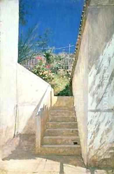 Steps in a Garden, Algeria Oil Painting by Pavel Aleksandrovich Bryullov