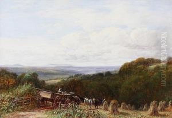 Near Halesowen With Clee Hills Oil Painting by Charles Thomas Burt