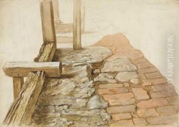 Study Of Wooden Beams And Red Bricks Oil Painting by Frederick William Burton