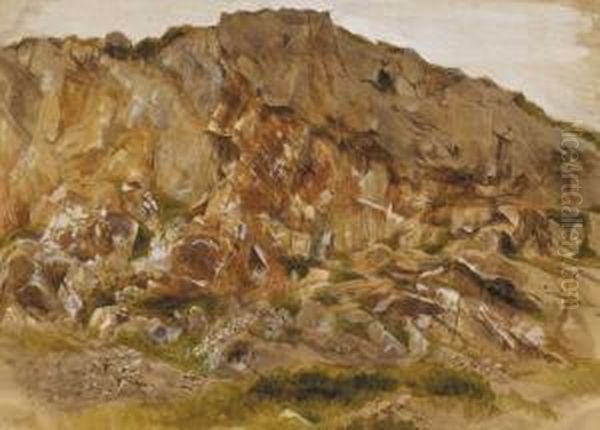 Study Of Rocks At Howth Oil Painting by Frederick William Burton