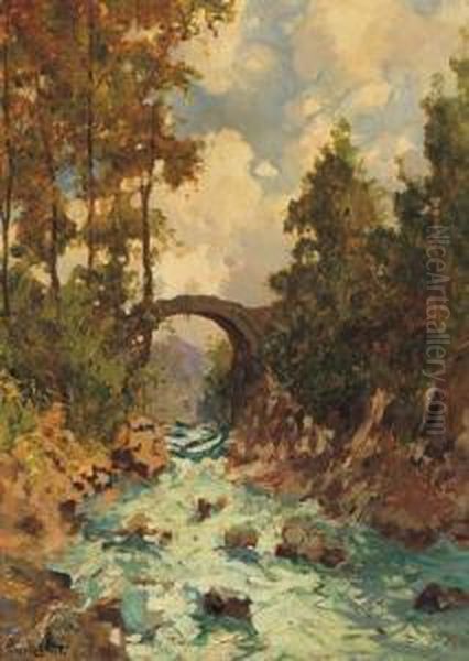 Il Ponte D'annibale (biella) Oil Painting by Giuseppe Buscaglione